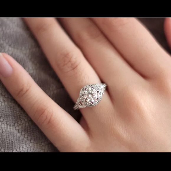 VINTAGE 925 STERLING SILVER CUBIC ZIRCON PROMISE RING SIZE 7 - Picture 2 of 4